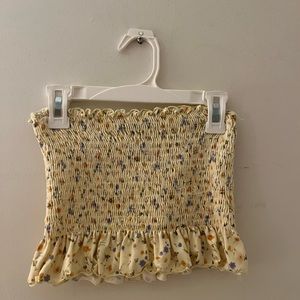 Yellow flower print tube top